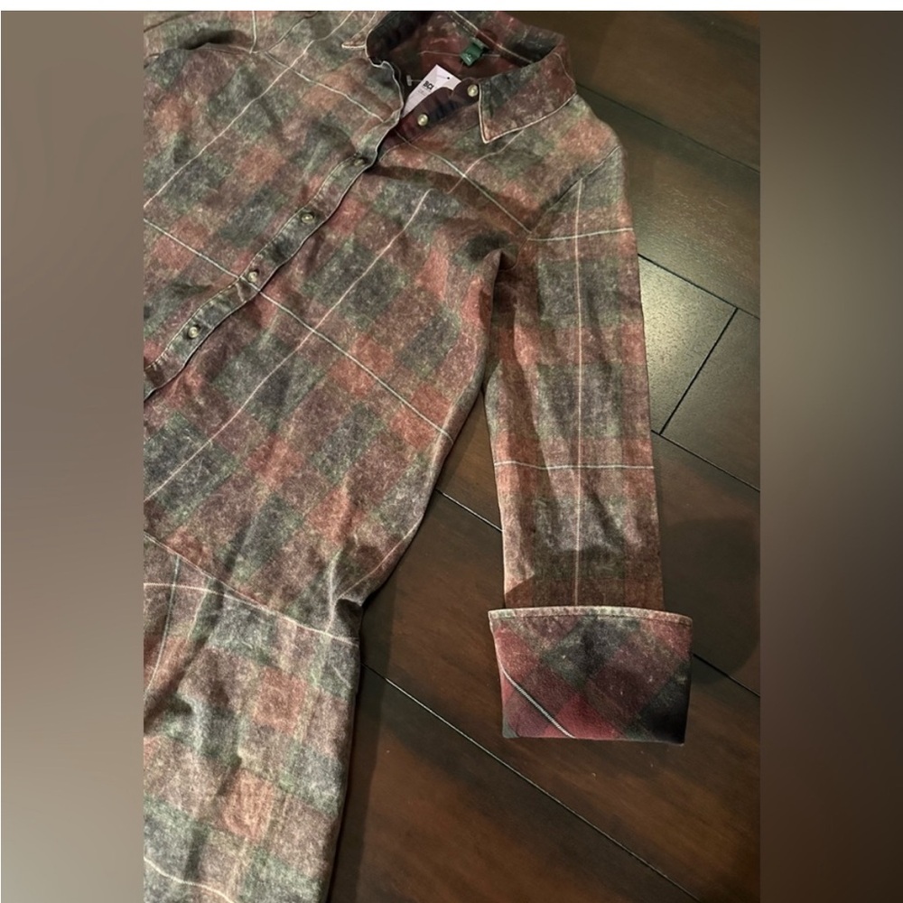 Wild Fable Plaid Long Sleeve Shirt Dress - Red and Green - Picture 2 of 6